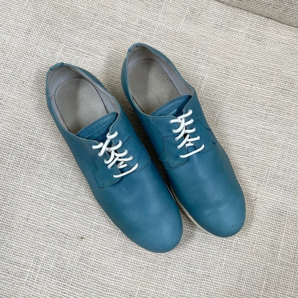 Aston Martin Wing Logo Leather Lace Up Oxford Shoes Teal Blue‎ Mens Sz 42 US 9.5